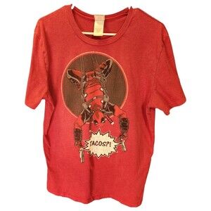 Men’s Large Marvel Deadpool “Tacos?! Graphic Tee Fifth Sun Red Cotton Poly Shirt